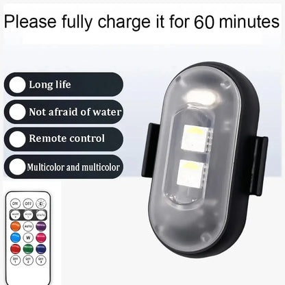 Waterproof RGB Wireless LED Strobe Lights – USB Rechargeable, IP65, Anti-Collision for Car, Bike, Motorcycle, Drone & RC Aircraft