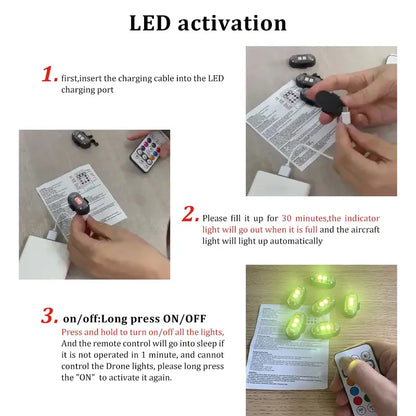 Waterproof RGB Wireless LED Strobe Lights – USB Rechargeable, IP65, Anti-Collision for Car, Bike, Motorcycle, Drone & RC Aircraft