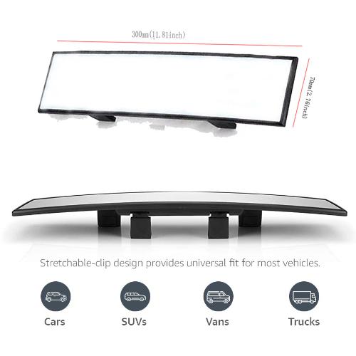 TAILEDEN™ 11.81" Panoramic Convex Rearview Mirror – Wide View, Anti-Glare, Easy Clip-On for Cars & SUVs