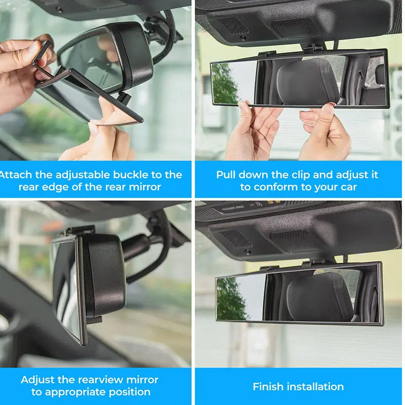 TAILEDEN™ 11.81" Panoramic Convex Rearview Mirror – Wide View, Anti-Glare, Easy Clip-On for Cars & SUVs