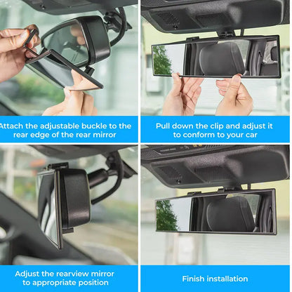 TAILEDEN™ 11.81" Panoramic Convex Rearview Mirror – Wide View, Anti-Glare, Easy Clip-On for Cars & SUVs