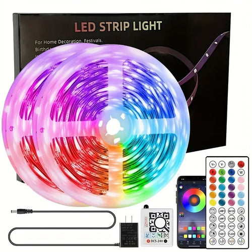 100ft RGB LED Strip Lights – Music Sync + Remote + App