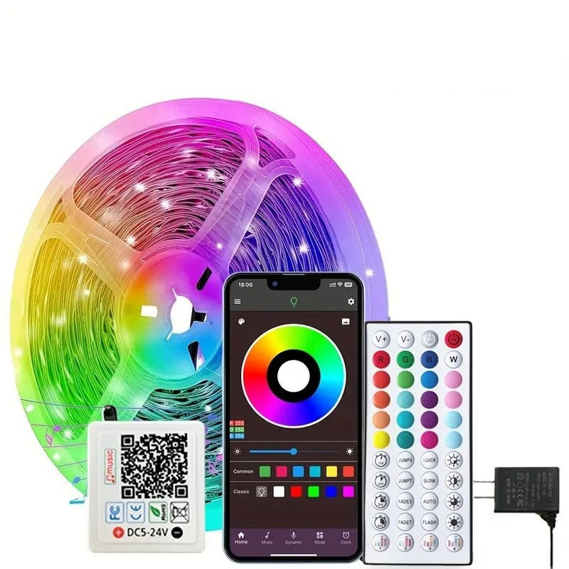 100ft RGB LED Strip Lights – Music Sync + Remote + App