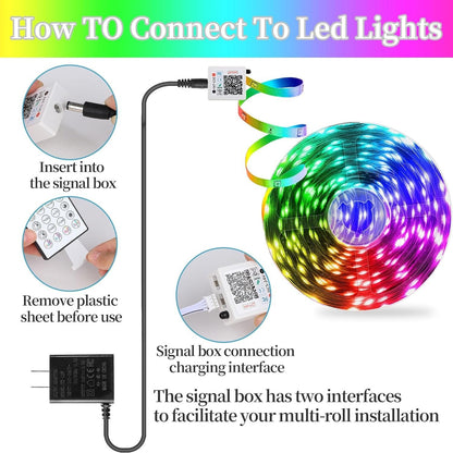 100ft RGB LED Strip Lights – Music Sync + Remote + App
