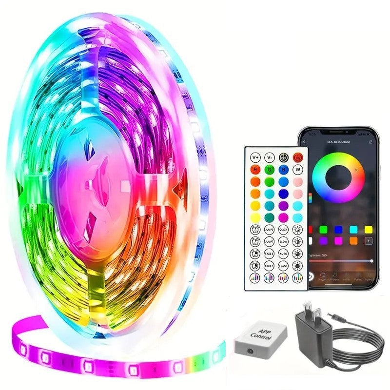 100ft RGB LED Strip Lights – Music Sync + Remote + App