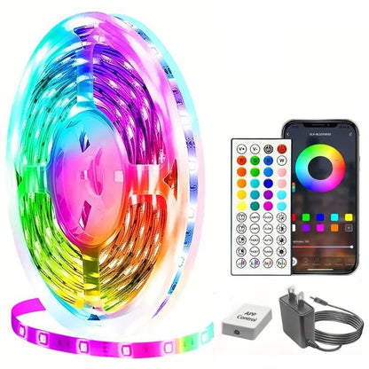 100ft RGB LED Strip Lights – Music Sync + Remote + App