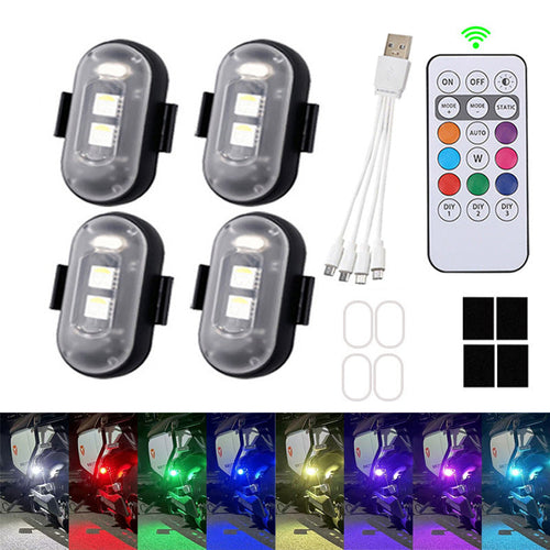 Waterproof RGB Wireless LED Strobe Lights – USB Rechargeable, IP65, Anti-Collision for Car, Bike, Motorcycle, Drone & RC Aircraft